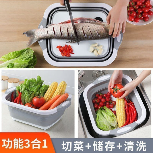 Multifunctional Foldable Cutting Board, Outdoor Portable Chopping Board, Camping Fruit And Vegetable Cutting Board, Vegetable Washing Basin, Cooking Equipment, Camping