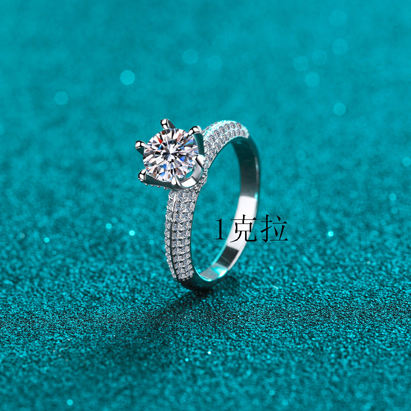 S925 Sterling Silver Ring Women&#039;s Pt950 Gold