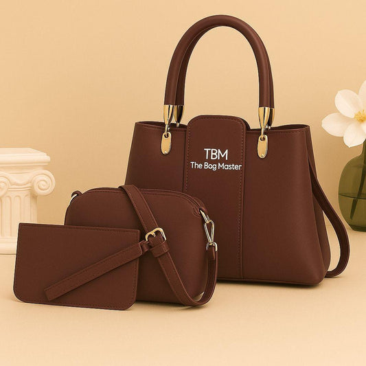 3 Pcs Girl's Rexine Hand Bag Set - Stylish & Versatile