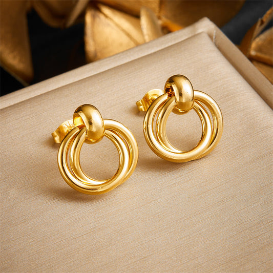 Geometric Circle Gold-plated Smooth Stainless Steel Earrings
