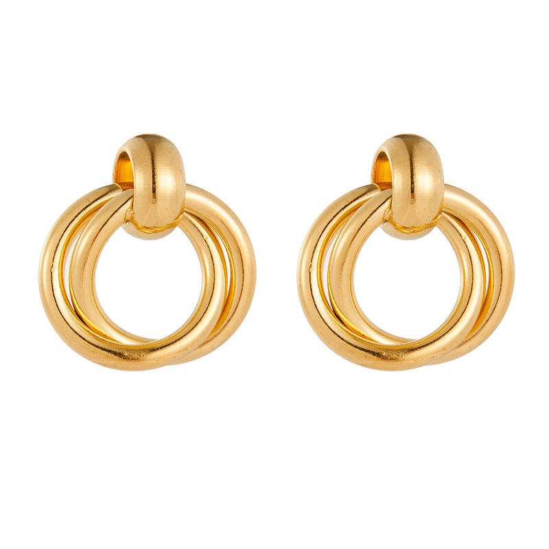 Geometric Circle Gold-plated Smooth Stainless Steel Earrings