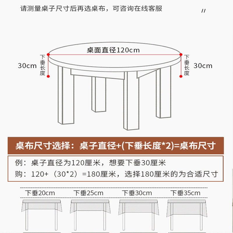 Light Luxury Tablecloth, High-End Thickeneded Tablecloth, Waterproof, Oil-Proof, Anti-Scalding, New Chinoiserie Pvc Home Round Table Tablecloth