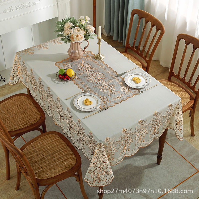 Pvc Tablecloth Waterproof, Heat-Resistant, Oil-Proof, Washable, Rectangular Plastic Coffee Table Mat, New Chinese Style