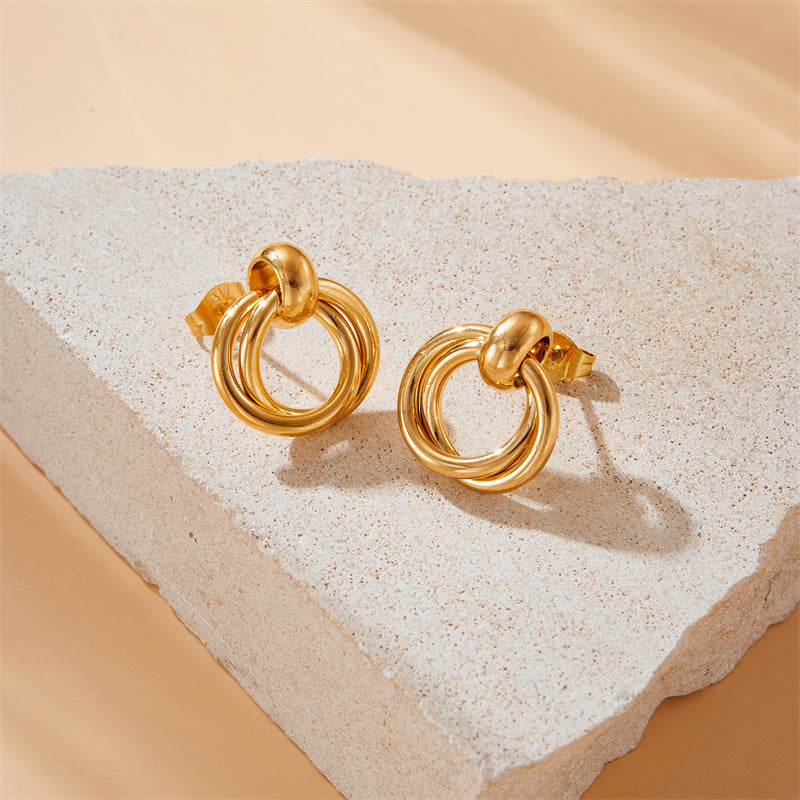 Geometric Circle Gold-plated Smooth Stainless Steel Earrings