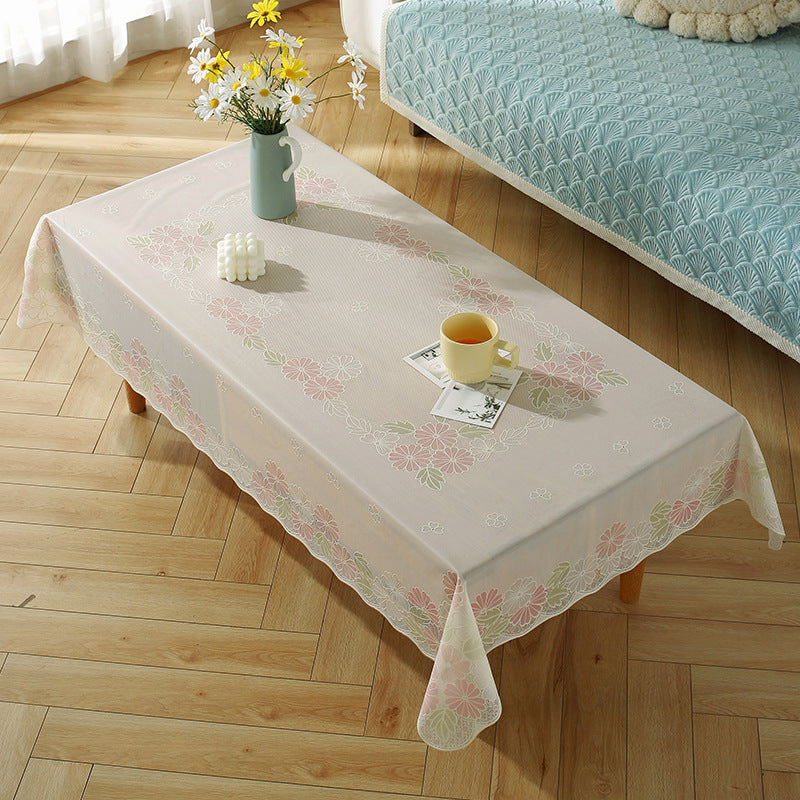 Pvc Tablecloth Waterproof, Heat-Resistant, Oil-Proof, Washable, Rectangular Plastic Coffee Table Mat, New Chinese Style
