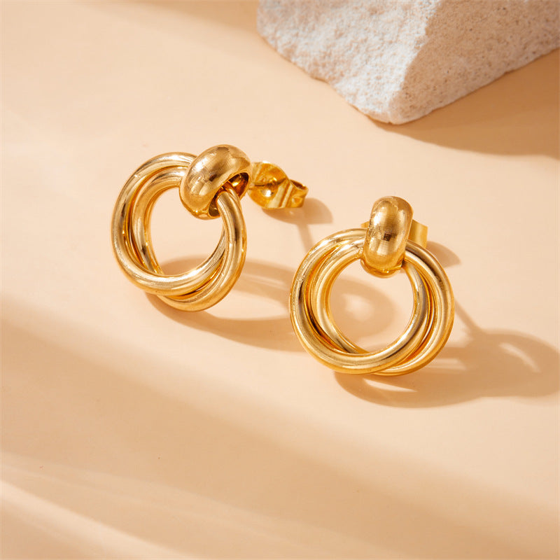 Geometric Circle Gold-plated Smooth Stainless Steel Earrings
