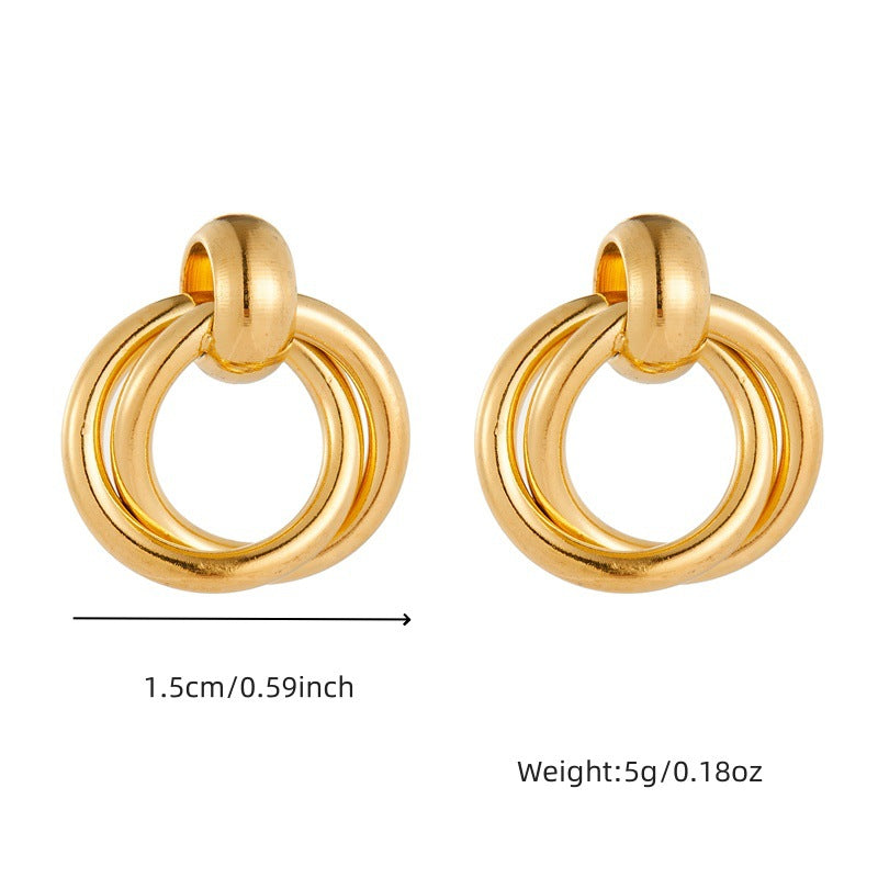 Geometric Circle Gold-plated Smooth Stainless Steel Earrings