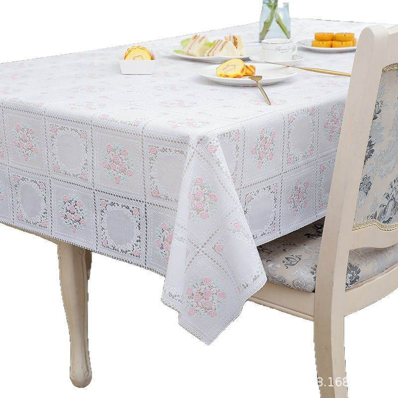 Thickened European-style PVC Tablecloth Oil-resistant And Dirty-resistant Square Tablecloth Rectangular Dining Table Mat Disposable Plastic Coffee Table Fabric