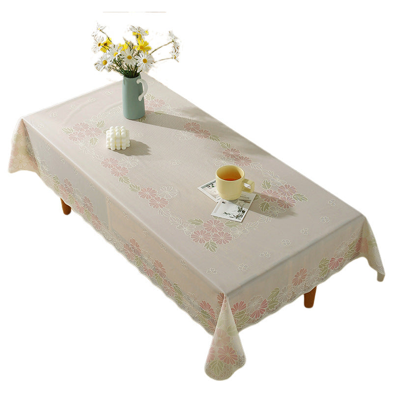 Pvc Tablecloth Waterproof, Heat-Resistant, Oil-Proof, Washable, Rectangular Plastic Coffee Table Mat, New Chinese Style